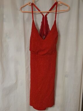 Juniors XXL Planet Gold Red Sparkle Dress